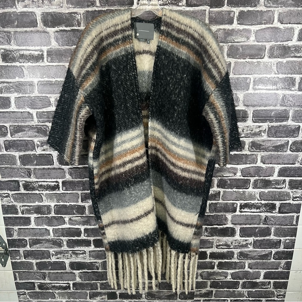 Anthropologie Knit Kimono - One Size Striped Poncho Shawl Boho Western Festival